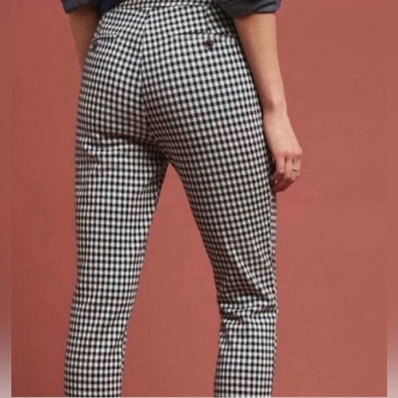 Anthropologie Black and White Checkered Cropped Pants - Picture 2 of 11
